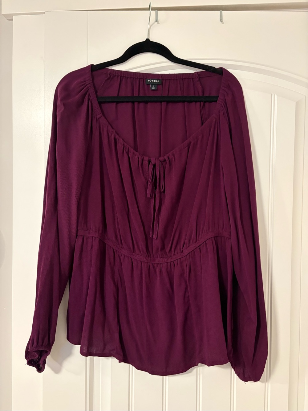 torrid deep plum peasant blouse - long sleeve women's top